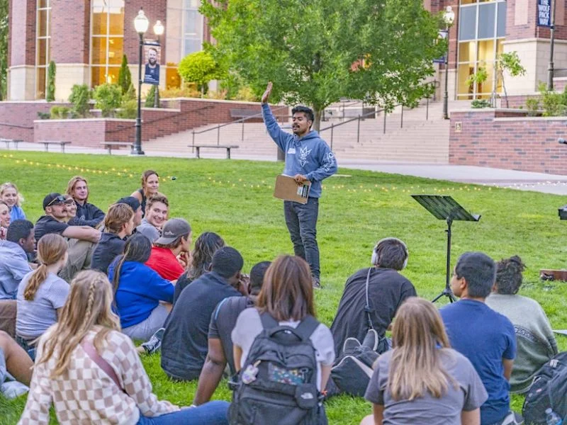 Intervarsity Christian Fellowship Student preaching at UNR
