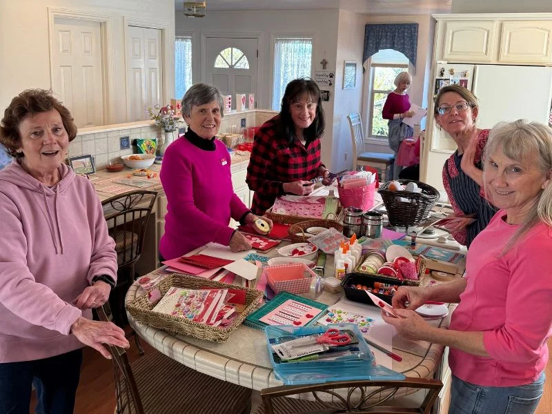SYNC ladies crafting valentines for seniors and the children of sex trafficking victims